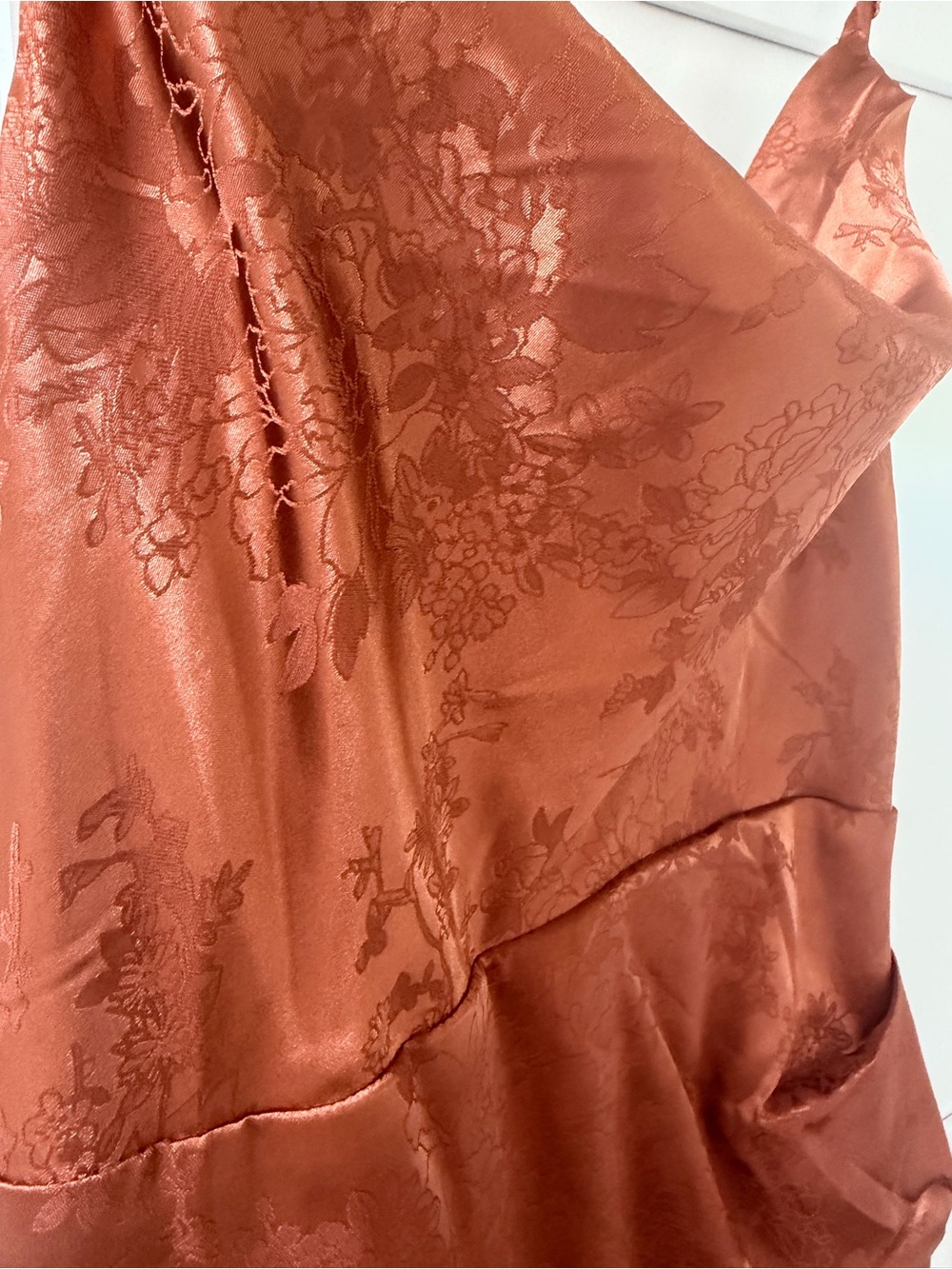 Lulu's Burnt Orange Satin Slip Maxi Dress with Cowl Neck - Picture 3 of 3
